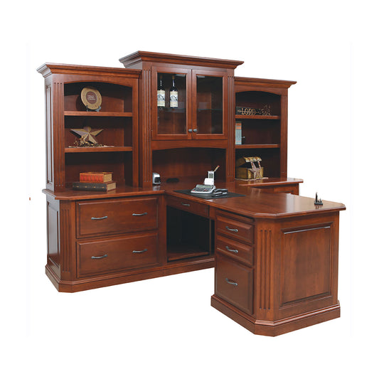 Buckingham Hardwood Partner Desk with 3-Section Hutch